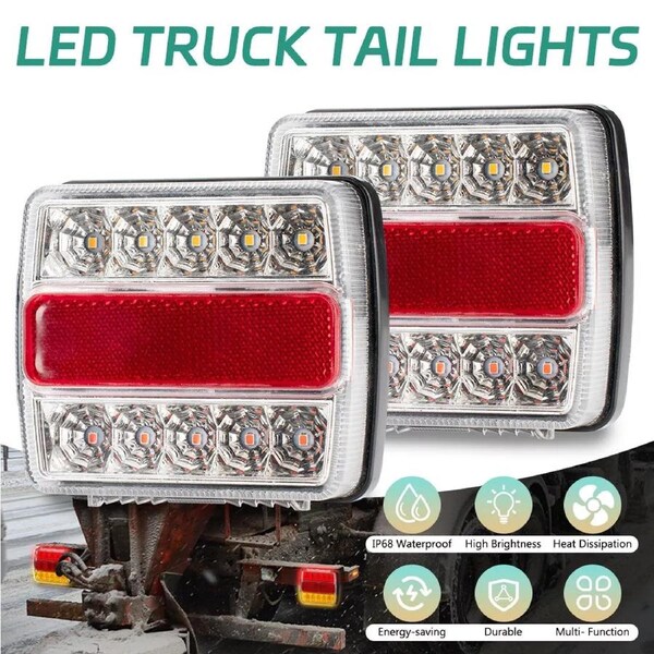 2X16 LED Trailer Tail Lights Stop Tail Lights Kit Submersible Boat Truck Lamp AU