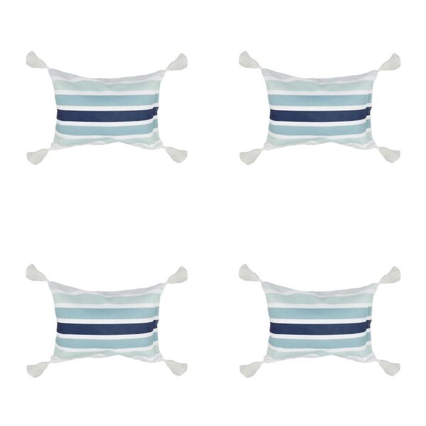 4PK Good Vibes Inflatable Beach Pillow With Tassels Ocean Tide 40x29x13cm