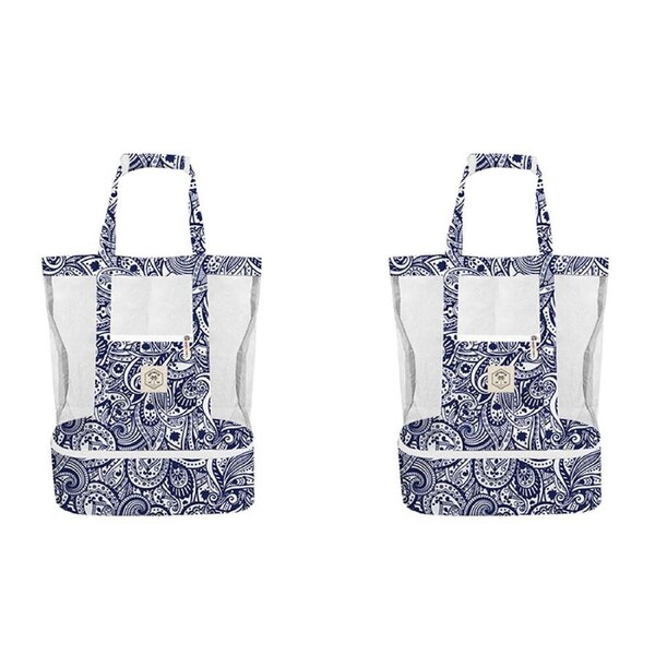 2PK Good Vibes 2-in-1 Beach Insulated Cooler Bag Tahitian Blue 47x45x20cm