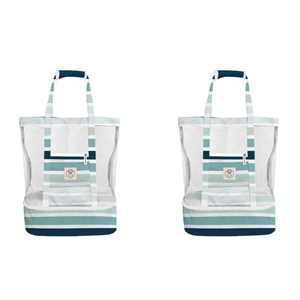 2PK Good Vibes 2-in-1 Beach Insulated Cooler Bag Ocean Tide 47x45x20cm
