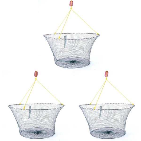 3PK Fishteck Mesh Net Yabby Drop With Aluminium Handle 55cm Blue