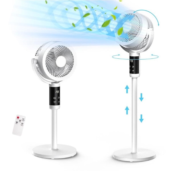 Advwin Pedestal Fan, Portable Air Circulator Fan for Whole Room, White