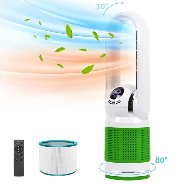 Advwin Bladeless Cooling & Heating Fan Combo with HEPA Air Purifier, Green