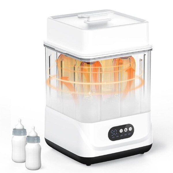ADVWIN Baby Bottle Sterilizer, 9-Bottle Large Capacity Electric Steamer Baby Bottle Dryer, with LED Display, Touch Screen, Universal Fit for All Baby Items, Breast Pump Accessories, White