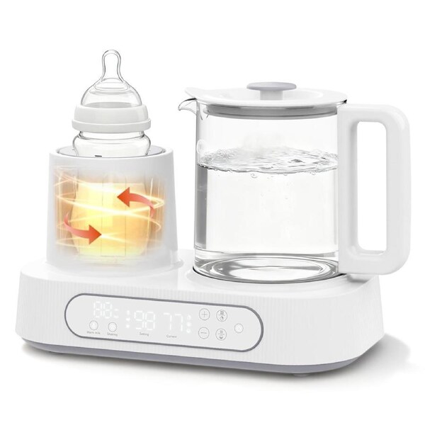 Advwin 2 in 1 Baby Bottle Milk Warmer & Shaker, with LCD Display, Timer, Off-Center & Smart Dual-Direction Mixing, Fits All Bottles