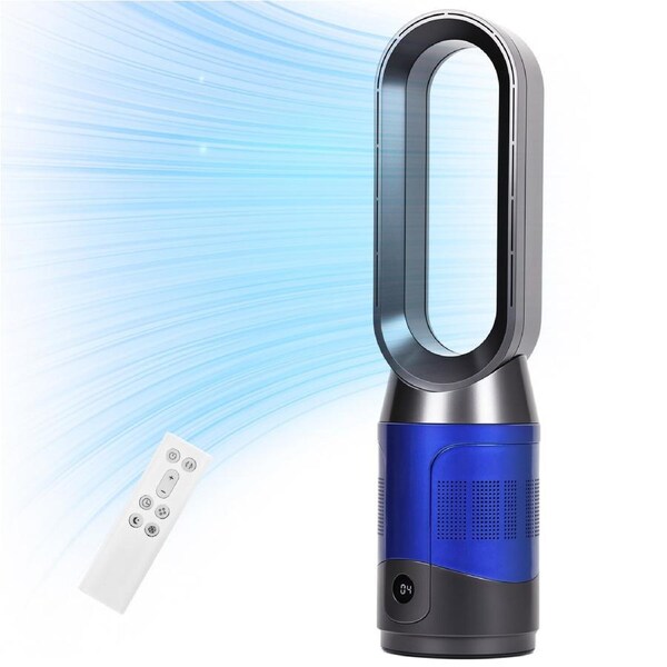 Advwin Bladeless Tower Fan W/ HEPA Air Purifier & Remote for Home Bedroom, Black and Blue
