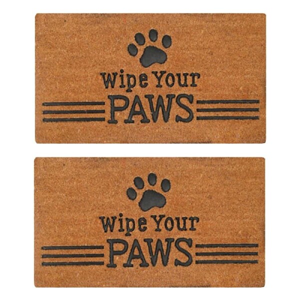 2PK Maine And Crawford Wipe Your Paws Embossed Coir Doormat 70x40cm