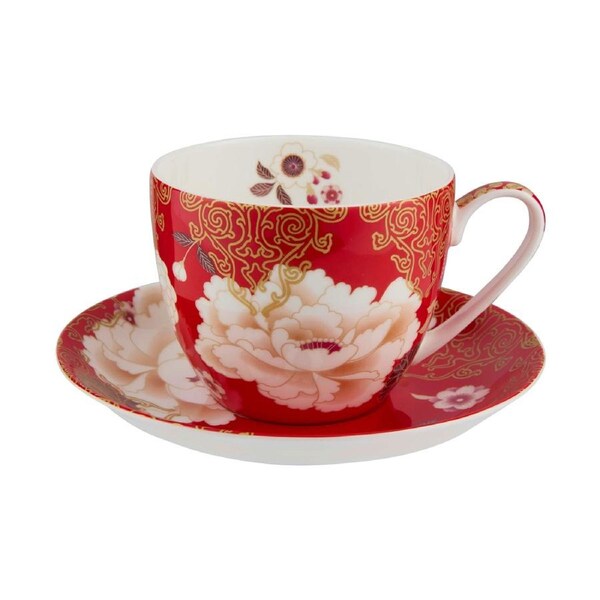 Maxwell & Williams Kimono Breakfast Cup & Saucer Red
