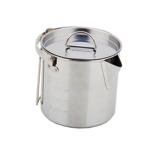 1.2L Portable Stainless Steel Camping Kettle Cookware For Hiking Outdoor Picnic