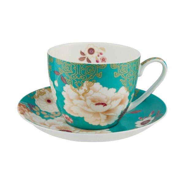 Maxwell & Williams Kimono Breakfast Cup & Saucer Teal