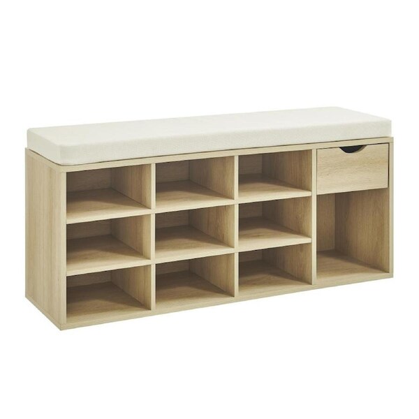 Colton Shoe Cabinet Seat Bench 1 Drawer Oak