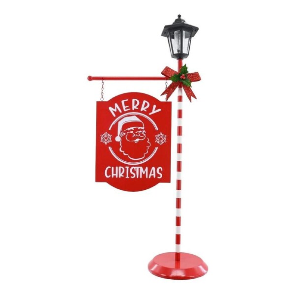 Metal Solar Lamp Post w. Sign 82cm