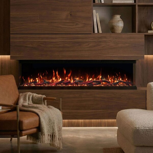 Norfolk 50 Inch 3 Sided 1800W Electric Fireplace Recessed, Wall Mounted or Freestanding with Stand