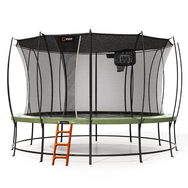 Vuly Ultra 2 Pro Extra Large 16ft Trampoline with Enclosure - Round Kids Trampolines Bundle With Shade, Ladder, & Hoop