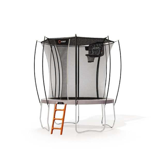 VULY Ultra 2 Small 9ft Trampoline with Enclosure - Round Kids Trampolines Bundle With Shade Cover, Ladder & Basketball Hoop