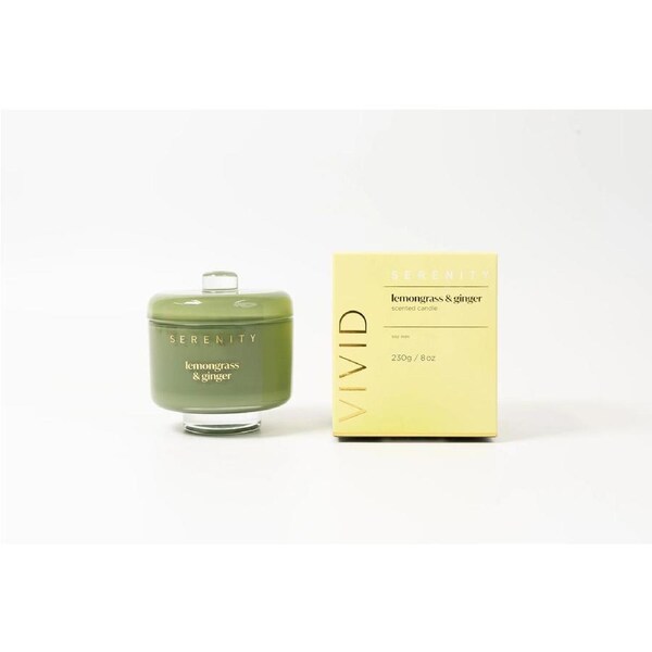 Serenity Vivid Lemongrass & Ginger 230g Scented Soy Candle Wellness SVV230LG