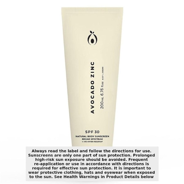 Avocado Zinc SPF30 Natural Body Sunscreen 200ml