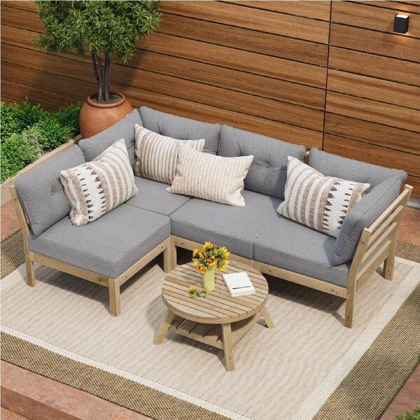 Livsip 4 Seater Outdoor Sofa Set Lounge Setting Patio Furniture Grey