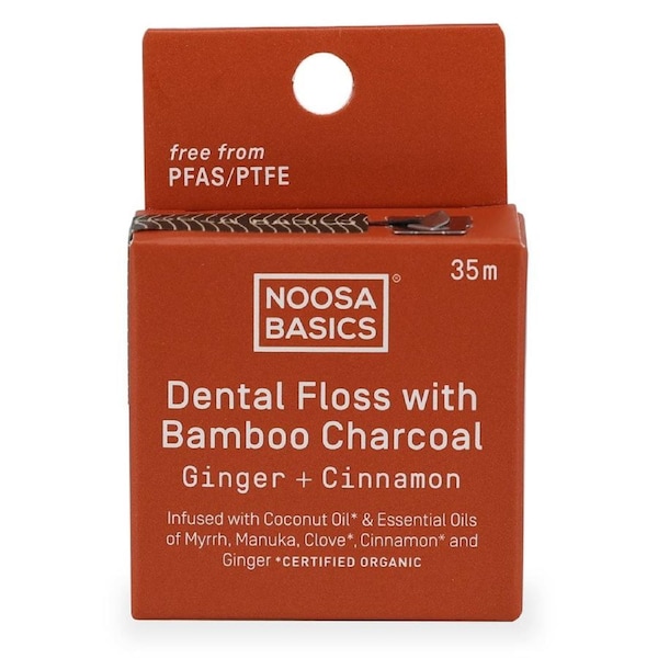 Noosa Basics Dental Floss with Bamboo Charcoal - Ginger + Cinnamon 35m