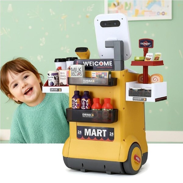 Keezi Kids Pretend Playset Supermarket Shopping Role Play Toy Cash Food 48PCS