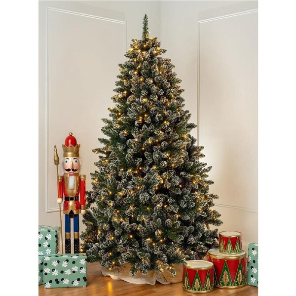 Bavarian Snow Tipped 8ft/2.4m Pre Lit Christmas Tree Duel Colour LED