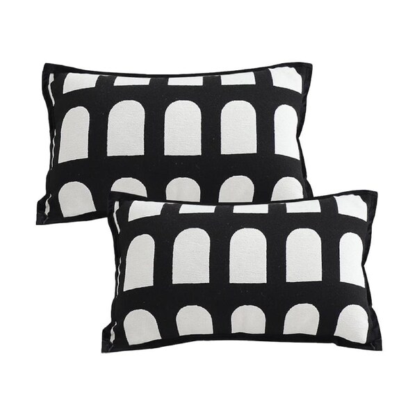 SOGA 2X 30cm Contemporary Black White Geometric Pattern Throw Pillow