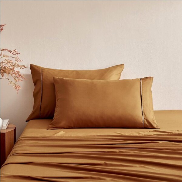 Serene 400TC Bamboo Cotton Sateen Standard Pillowcase Rust - Twin Pack
