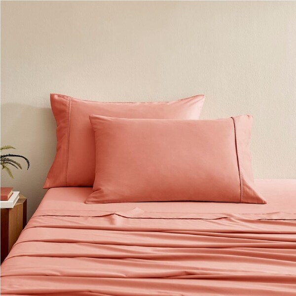 Serene 400TC Bamboo Cotton Sateen Standard Pillowcase Clay - Twin Pack