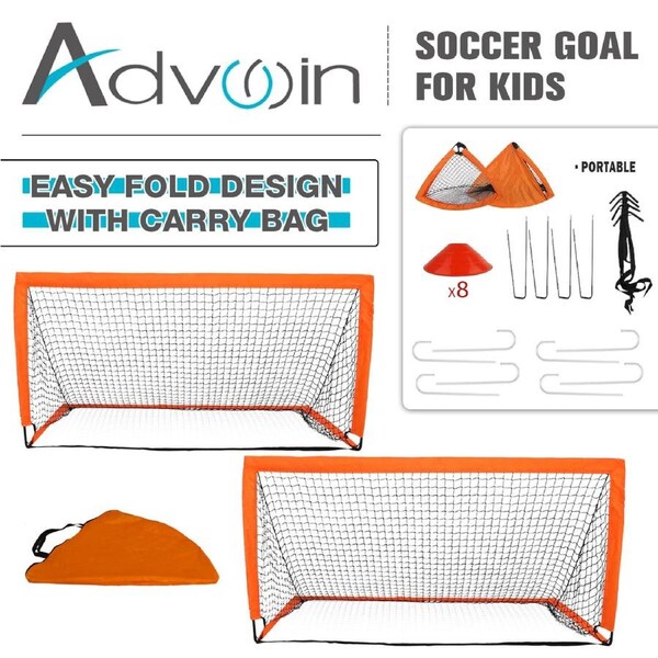 ADVWIN Soccer Goals for Kids, Portable Football Net 120cm