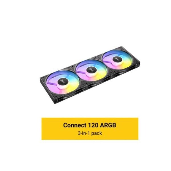 Antec Connect C120 ARGB Black Performance 120mm 4-pin PWM - LED: 3-pin Vibration Absorbing and Anti-Noise Pads Easy Assemble 3pack Case Fans