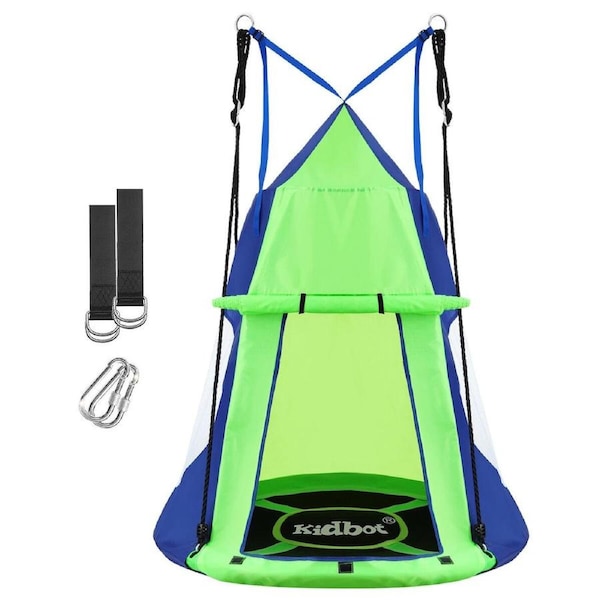 Tree Swing Seat Tent Set Hammock Chair Nest Childrens Hanging Outdoor Round Flying Saucer Playset Kids Outside Garden Camping Yard Toys 100cm Kidbot