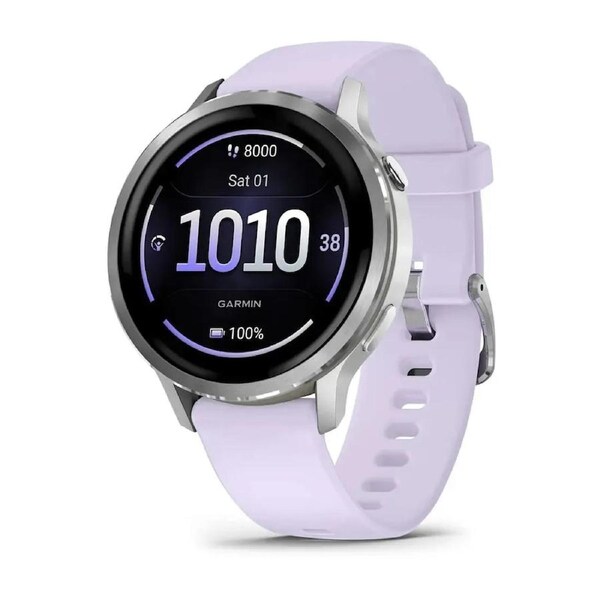 Garmin Venu 4 - 41mm - Silver with Periwinkle Silicone Band
