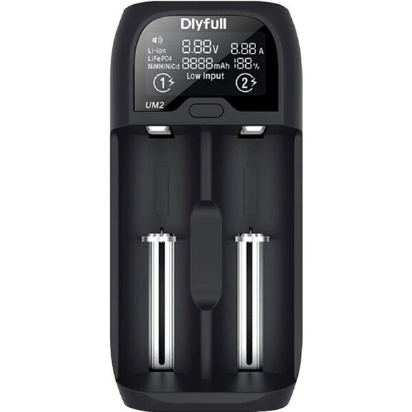 DLYFULL A0291 2 Way Universal Fast Battery Charger with LCD Screen Black