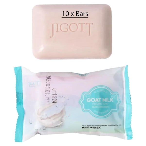 Jigott Exfoliating Body And Face Peeling Bar Soap 150g Goat Milk x 10