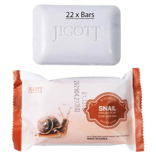 Jigott Exfoliating Body And Face Peeling Bar Soap 150g Snail x 22