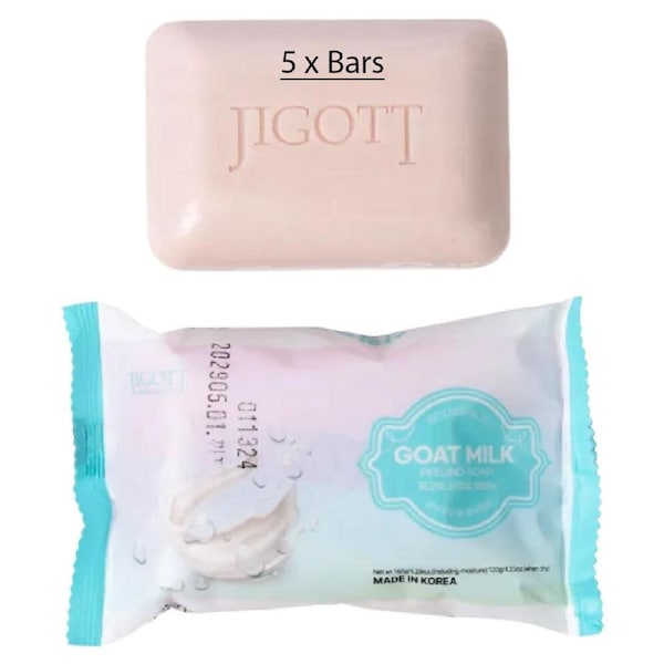Jigott Exfoliating Body And Face Peeling Bar Soap 150g Goat Milk x 5