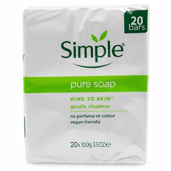 Simple Pure Soap Sensitive Skin 100g x 20 Bars Gentle Fragrance Free Cleanser