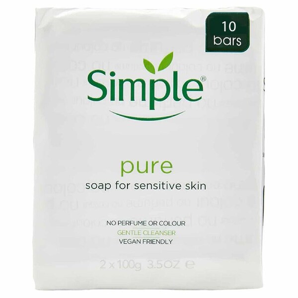 Simple Pure Soap Sensitive Skin 100g x 10 Bars Gentle Fragrance Free Cleanser