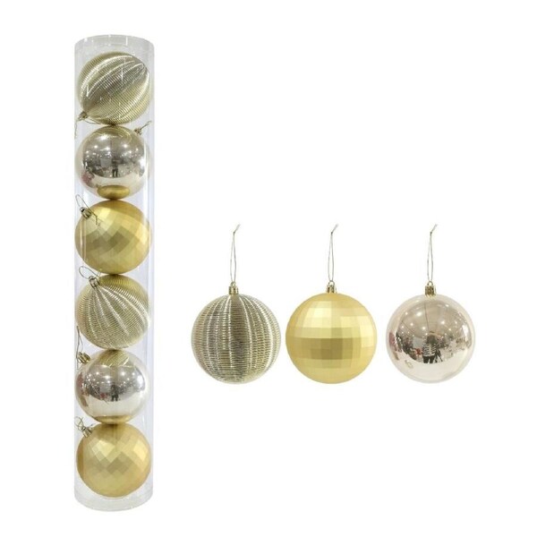 Baubles Champagne 6pk 10cm