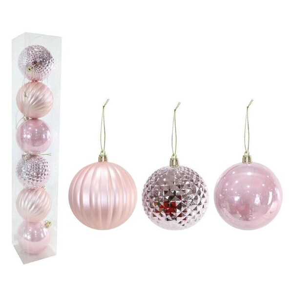 Baubles Pink 6pk 8cm