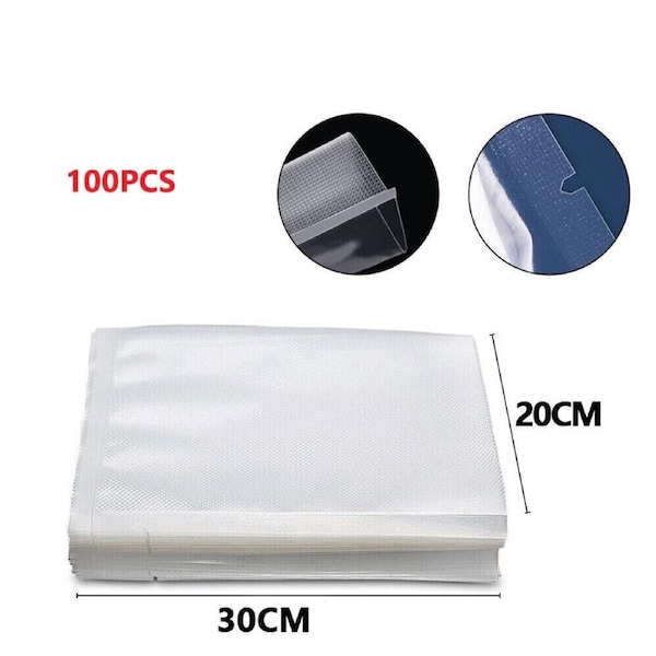 100pcs Vacuum Sealer Bags Precut Food Storage Heat Seal Cryovac Bags---20x30cm