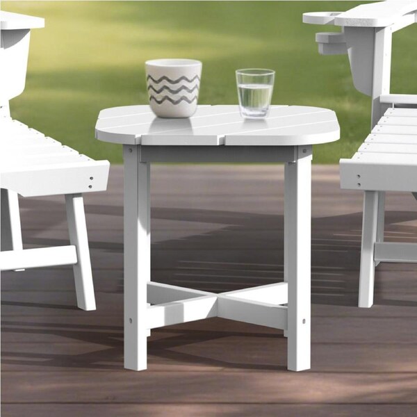 EHOMMATE HDPE Outdoor Adirondack Square Side Table White