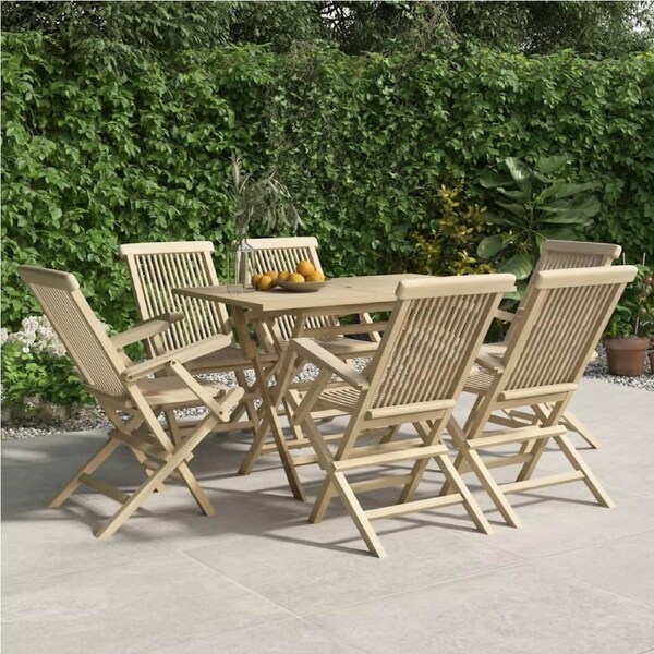 Folding Garden Chairs 6 pcs Grey 56x61x89 cm Solid Wood Teak vidaXL