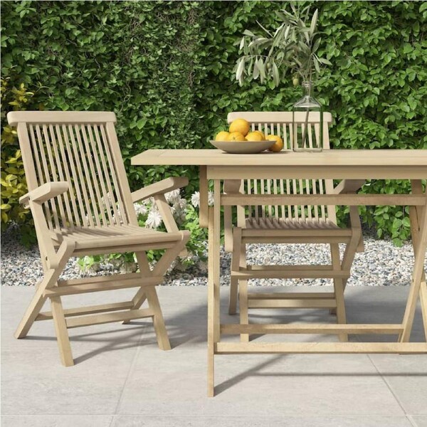 Folding Garden Chairs 2 pcs Grey 56x61x89 cm Solid Wood Teak vidaXL