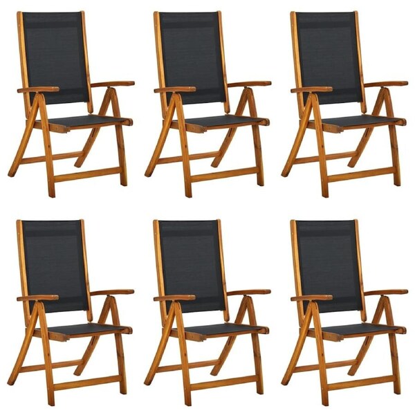 Folding Garden Chairs 6 pcs Solid Wood Acacia and Textilene vidaXL