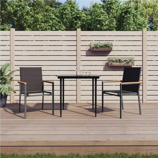 Garden Chairs 2 pcs Black 55x61.5x90 cm Textilene and Steel vidaXL