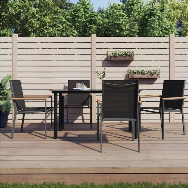 Garden Chairs 4 pcs Black 55x61.5x90 cm Textilene and Steel vidaXL