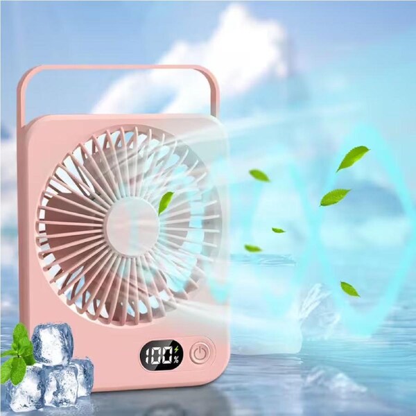JOYBUY 7-Inch Box Fan – 5 Speeds, 4 Blades, Lightweight Design, Light Pink