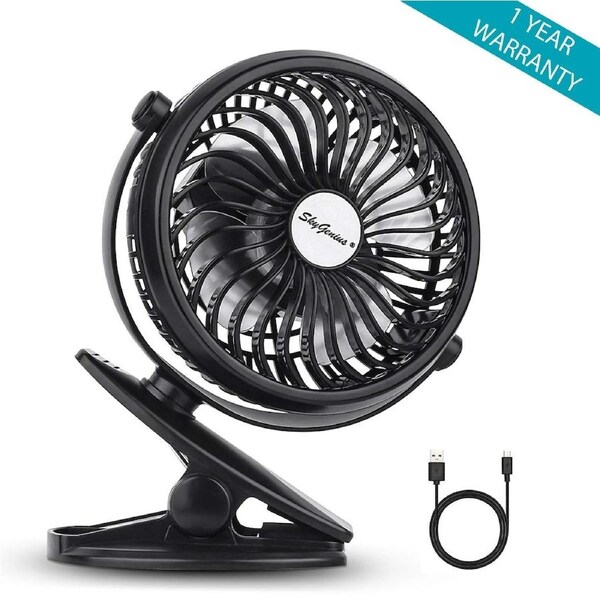 JOYBUY Battery Operated Clip-On Mini Desk Fan – Black, Portable and Quiet