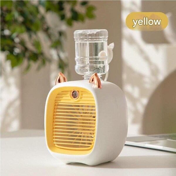 JOYBUY Mini Fan with Spray & Humidifier – 3-Speed Rechargeable USB Desk Fan